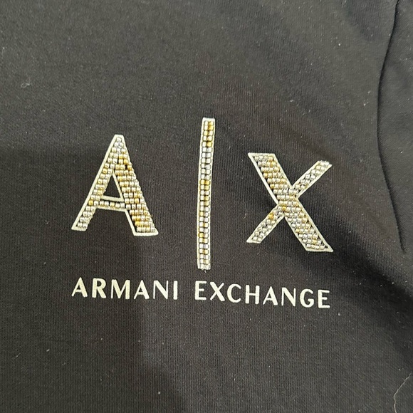 Authentic Unisex Armani Exchange Black and Gold Zip Up Sweater with Logo - Picture 3 of 16